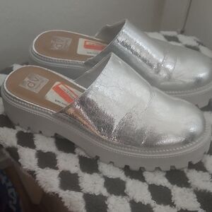 Dolce Vita Silver Metallic Platform Mule Clogs
